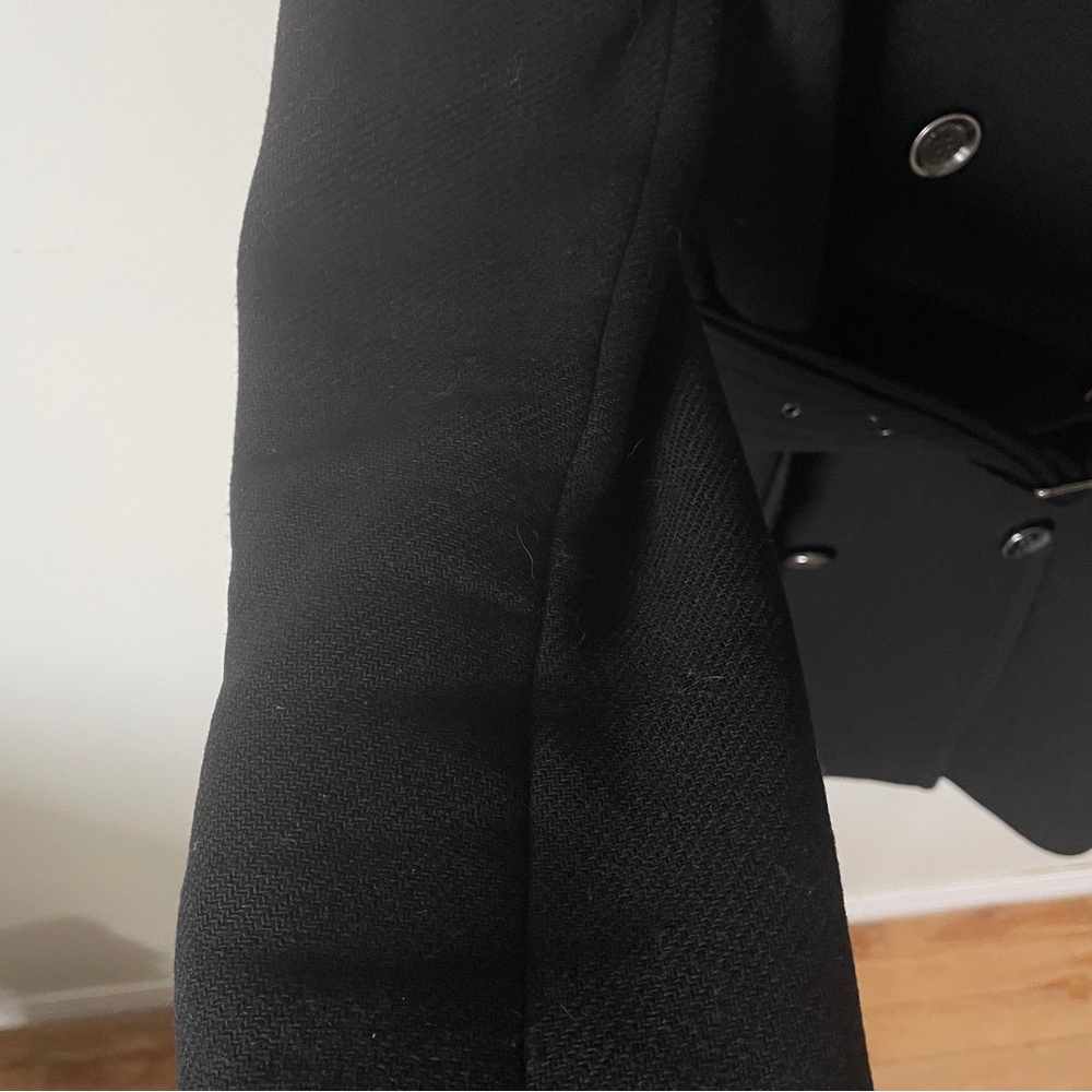 BURBERRY BRIT Luxury Wool Black Cashmere Trench Coat Jacket Structural Carcoat - Picture 12 of 16